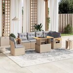 vidaXL Salon de jardin avec coussins 7 Pièces beige résine tressée