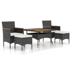 vidaXL Ensemble à manger de jardin 5 Pièces Résine tressée et acacia Noir