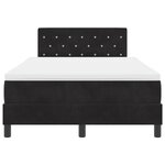 Lit à ressort avec matelas vidaXL Noir Petit Double Velours