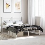 vidaXL Cadre de lit métal sans matelas et tête de lit blanc 135x190 cm