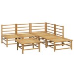Salon de jardin meuble d'extérieur ensemble de mobilier 6 pièces avec coussins gris clair bambou 02_0016775