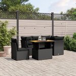 vidaXL Salon de jardin 5 Pièces avec coussins noir résine tressée