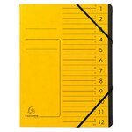 Trieur Agrafé Avec Élastiques Intérieur Noir 12 Compartiments - A4 - Jaune - X 10 - Exacompta