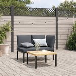 vidaXL Banc de jardin avec coussins noir aluminium