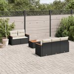 vidaXL Salon de jardin 6 Pièces avec coussins noir résine tressée