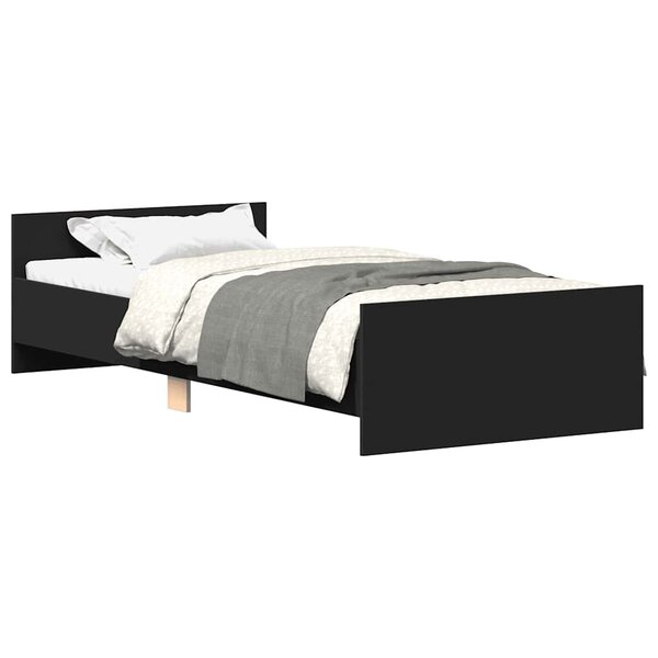 vidaXL Cadre de lit sans matelas noir 90x200 cm bois d'ingénierie