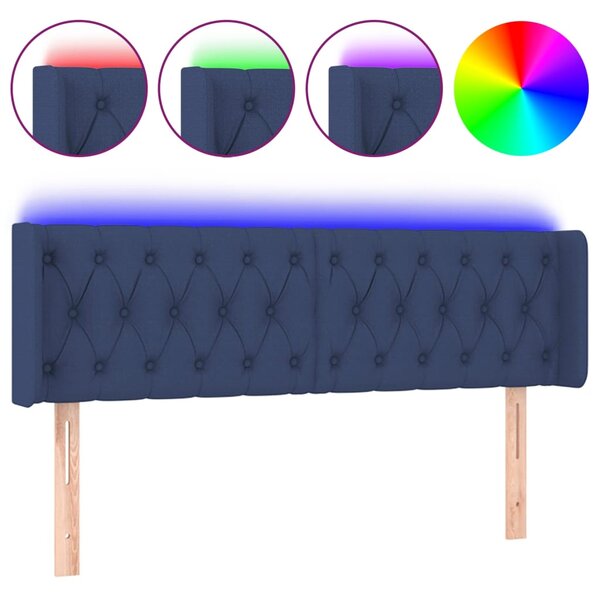 vidaXL Tête de lit à LED Bleu 147x16x78/88 cm Tissu
