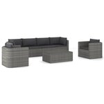 vidaXL Salon de jardin 7 Pièces avec coussins résine tressée gris
