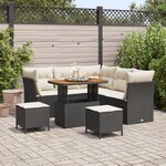 vidaXL Ensemble de canapés de jardin 8 pièces avec coussins Noir Rattan Synthétique Acacia