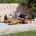 vidaXL Salon de jardin avec coussins 4 Pièces bois d'acacia massif