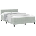 Lit à ressort vidaXL avec matelas Gris clair 160x200 cm Velours