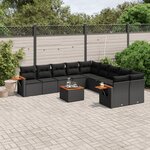 vidaXL Salon de jardin 11 Pièces avec coussins noir résine tressée