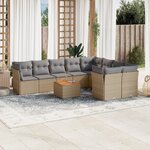 vidaXL Salon de jardin et coussins 10 Pièces mélange beige résine tressée
