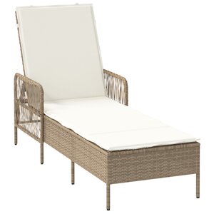 vidaXL Lounge de Soleil Beige et crème Rotin PE 157 x 55 x 92 cm Pliable