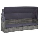 Lit de jardin avec auvent gris 205 x 62 cm résine tressée 02_0011998