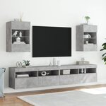 vidaXL Meuble TV mural avec lumières LED gris béton 40x30x60 5 cm