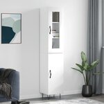 vidaXL Buffet haut Blanc brillant 34 5x34x180 cm Bois d'ingénierie