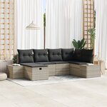 vidaXL Ensemble de canapé 6 pièces jardin avec coussins gris clair en rotin synthétique