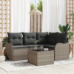 Ensemble de canapé de jardin de 4 pièces avec coussins en Rattan poly noir