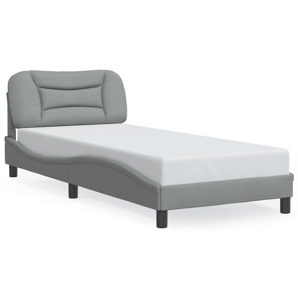 vidaXL Cadre de lit avec LED sans matelas gris clair 90x200 cm tissu