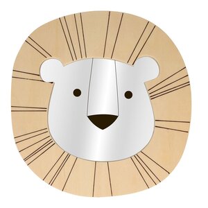Miroir tête de lion en bois