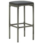 vidaXL Tabourets de bar avec coussins lot de 6 gris résine tressée