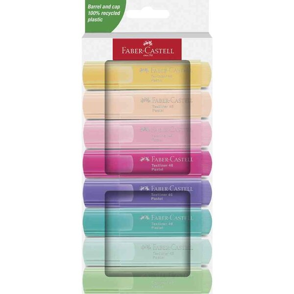 Surligneur TEXTLINER 46 PASTEL  étui de 8 FABER-CASTELL