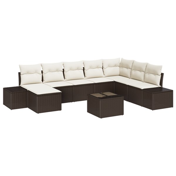 vidaXL Ensemble de canapé jardin 8 pièces avec coussins gris en poly rotin