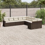 vidaXL Salon de jardin 10 Pièces avec coussins marron résine tressée