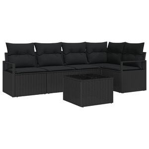 Set de canapé de jardin 6 pièces vidaXL avec coussins en rotin beige