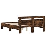 vidaXL Cadre de lit avec tête de lit et LED chêne fumé 120x190 cm