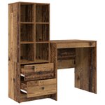 vidaXL Bureau avec rangement Bois ancien Bois d'ingénierie