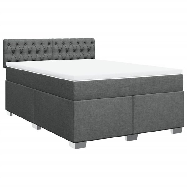 vidaXL Sommier à lattes de lit avec matelas Gris foncé 160x200cm Tissu