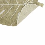 Tapis coton lavable Mini Monstera olive - 75 x 100 cm
