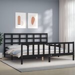 vidaXL Cadre de lit avec tête de lit noir 200x200 cm bois massif