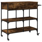 vidaXL Chariot de cuisine chêne fumé 105x42x95 cm bois d'ingénierie
