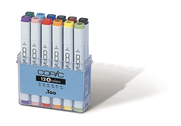 Set 12 marqueurs Manga Copic Marker Couleurs vives + trousse gratuite