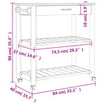 vidaXL Chariot de cuisine MONZA 84x40x90 cm bois massif de pin