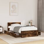 vidaXL Cadre de lit et tête de lit sans matelas chêne fumé 100x200 cm