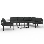 vidaXL Salon de jardin 7 Pièces avec coussins Aluminium Anthracite
