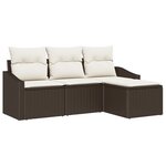 vidaXL Ensemble de Canapé de Jardin 4 pièces avec Coussins Marron Poly Rotin