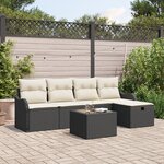 Ensemble de Canapé de Jardin de 6 Pièces avec Coussins en Poly Rattan Noir