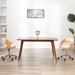vidaXL Chaise pivotante à manger Crème Bois courbé et Similicuir
