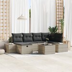 vidaXL Ensemble de canapé de jardin 7 pièces avec coussins gris en poly rotin