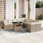 vidaXL Salon de jardin 11 Pièces avec coussins beige résine tressée