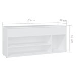 vidaXL Banc à chaussures Blanc 105x30x45 cm Bois d'ingénierie