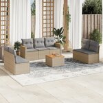 vidaXL Salon de jardin avec coussins 8Pièces mélange beige résine tressée