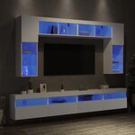 vidaXL Ensemble de meubles TV muraux 8 Pièces avec lumières LED blanc