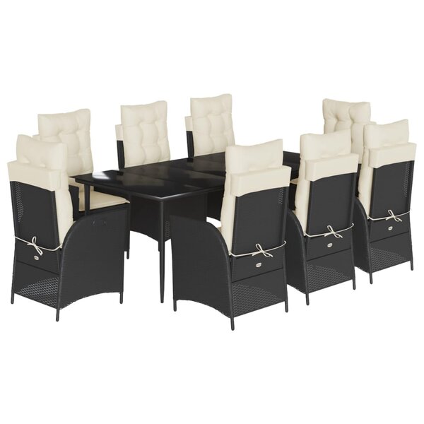 vidaXL Ensemble à manger de jardin 9Pièces coussins noir résine tressée