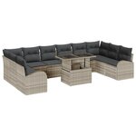 Ensemble de canapés de jardin 11 pièces avec coussins gris clair en poly rattan